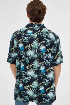 Inside Camisa Print Hojas Azul Sale