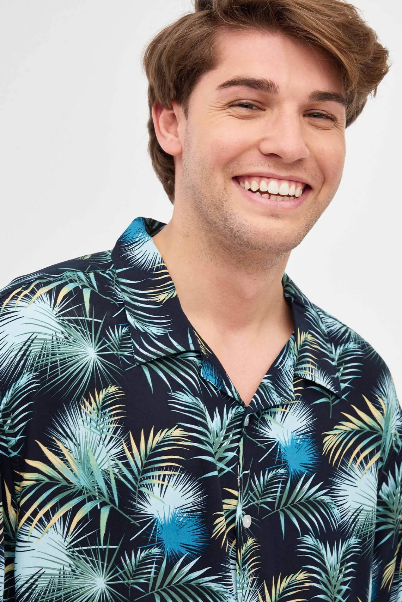 Inside Camisa Print Hojas Azul Sale