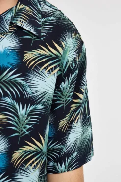 Inside Camisa Print Hojas Azul Sale