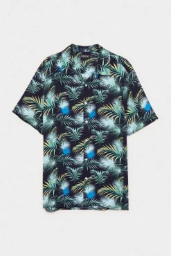 Inside Camisa Print Hojas Azul Sale