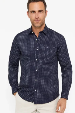 Cortefiel Camisa Punto Estampado Azul Marino Discount