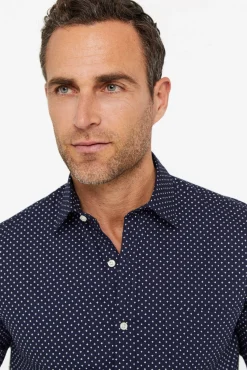Cortefiel Camisa Punto Estampado Azul Marino Discount