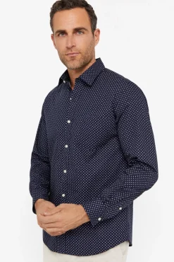 Cortefiel Camisa Punto Estampado Azul Marino Discount