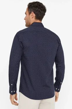 Cortefiel Camisa Punto Estampado Azul Marino Discount