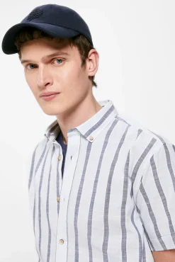 * Camisa Rayas Mao Azul Medio Outlet