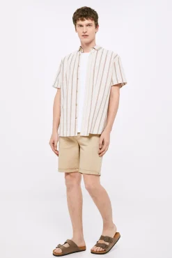 * Camisa Rayas Mao Beige Medio Sale