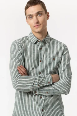 Tiffosi Camisa Regular Fit Rayas Verde Hot