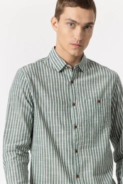 Tiffosi Camisa Regular Fit Rayas Verde Hot