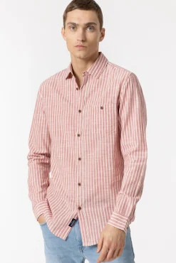 Tiffosi Camisa Regular Fit Rayas Rojo Outlet