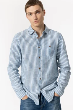 Tiffosi Camisa Regular Fit Rayas Azul Medio Online