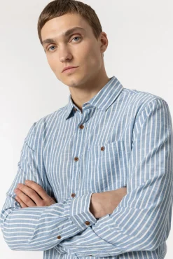 Tiffosi Camisa Regular Fit Rayas Azul Medio Online
