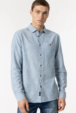 Tiffosi Camisa Regular Fit Rayas Azul Medio Online