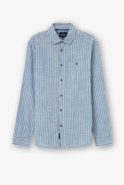 Tiffosi Camisa Regular Fit Rayas Azul Medio Online