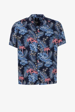 Tiffosi Camisa Relaxed Fit Estampado Tropical Navy Best