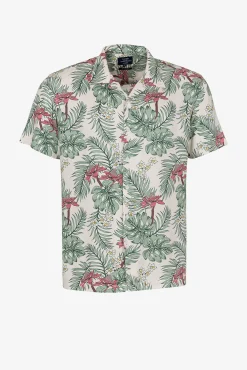 Tiffosi Camisa Relaxed Fit Estampado Tropical Marron New