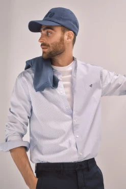 Ooto Camisa Slim Cuello Mao Estampado Rayas Azul Outlet