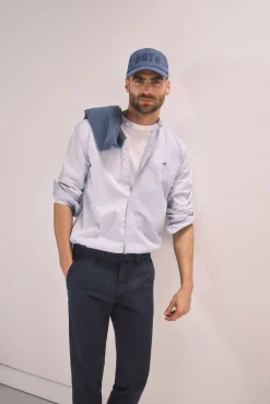Ooto Camisa Slim Cuello Mao Estampado Rayas Azul Outlet