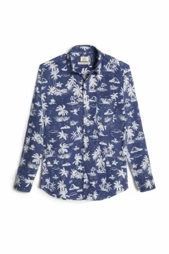 Ooto Camisa Slim Estampada Palmeras Azul New