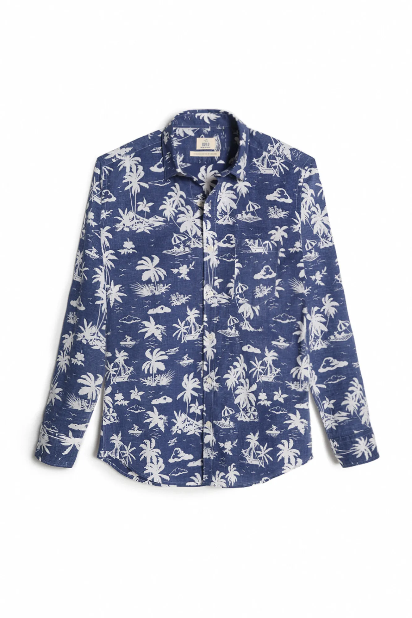 Ooto Camisa Slim Estampada Palmeras Azul New