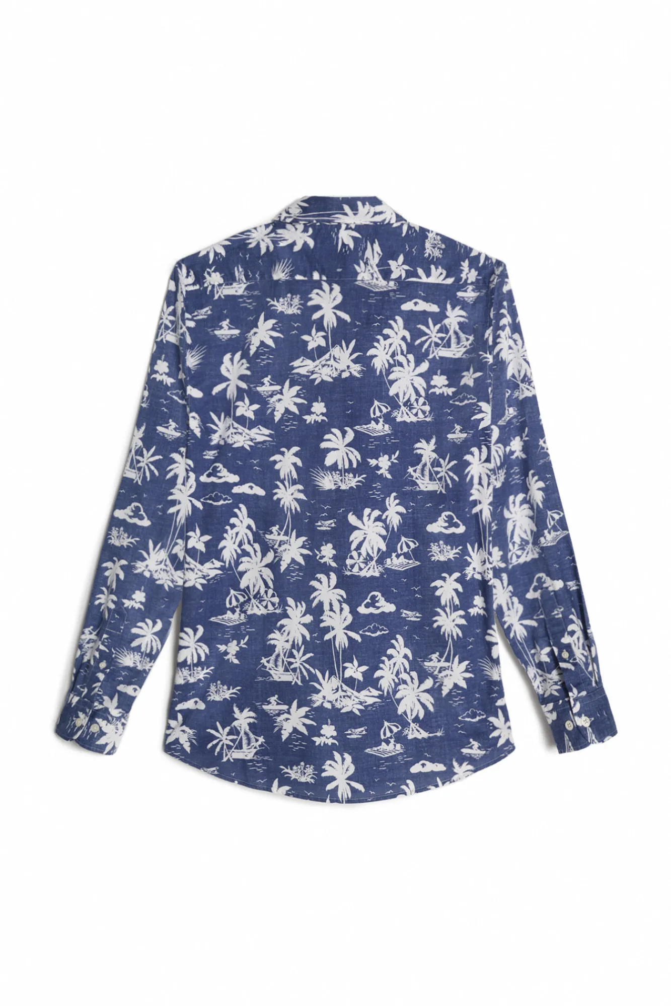 Ooto Camisa Slim Estampada Palmeras Azul New