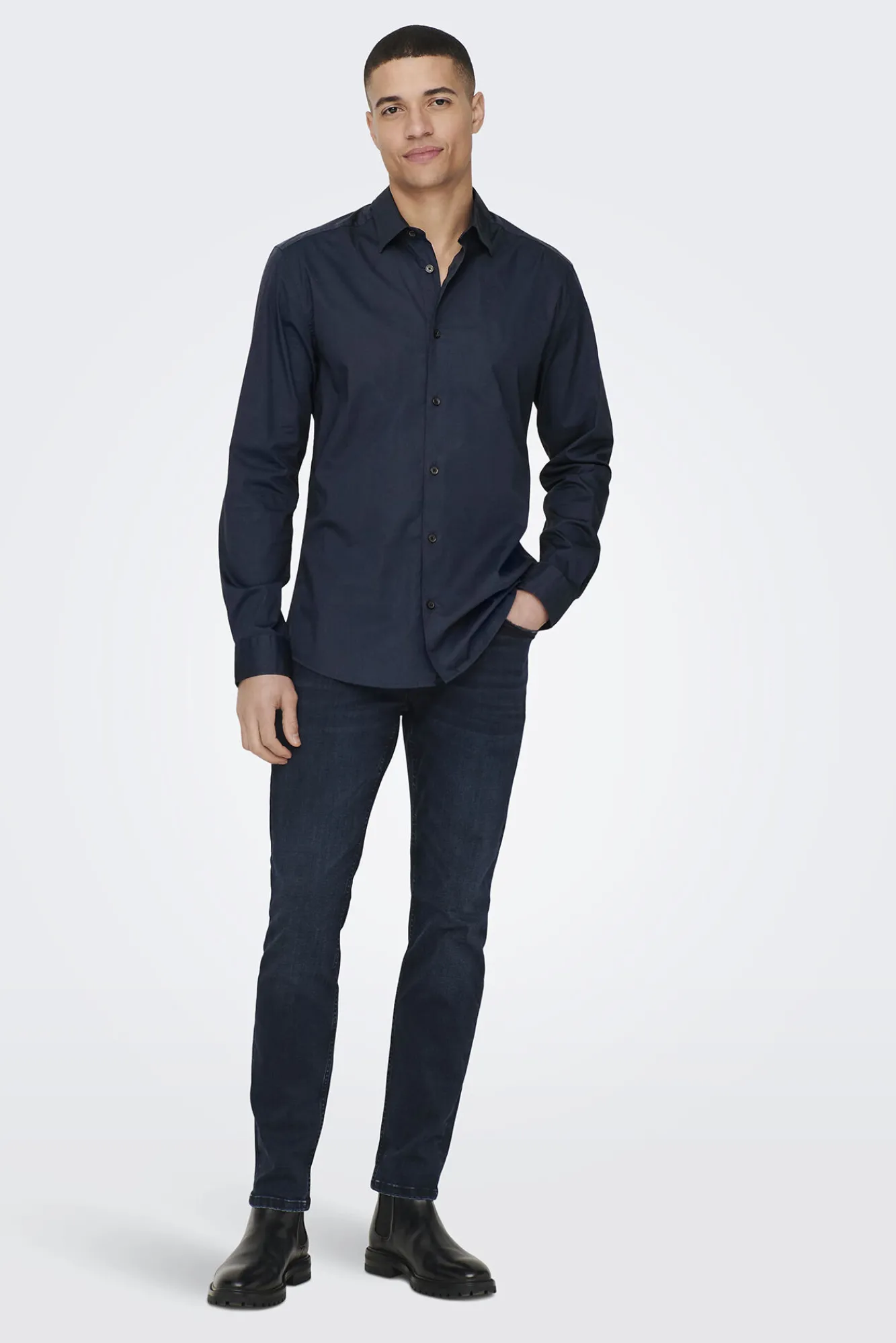 Only & Sons Camisa Slim Fit Navy Outlet