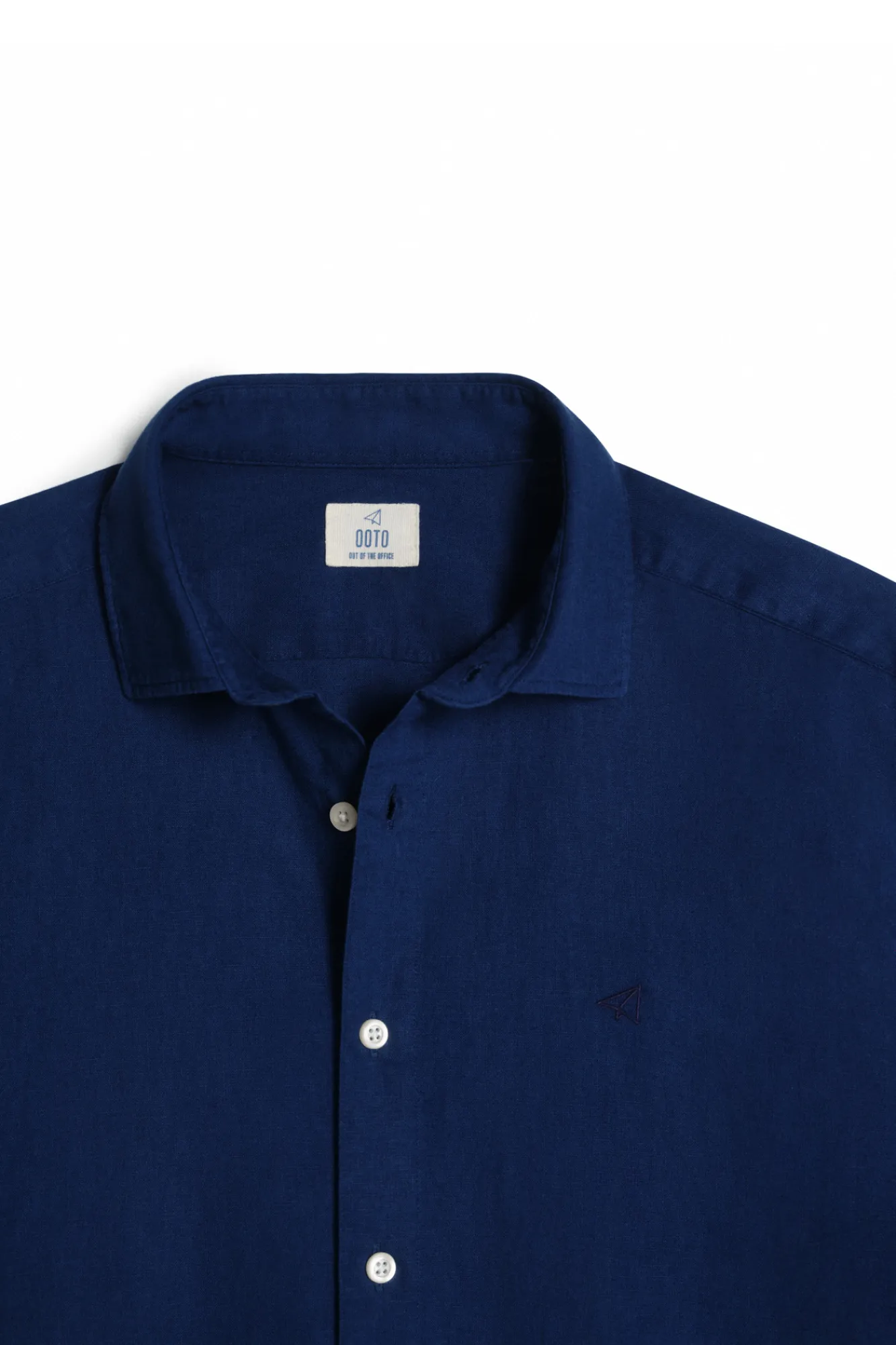 Ooto Camisa Slim Lino Manga Larga Azul Oscuro Sale