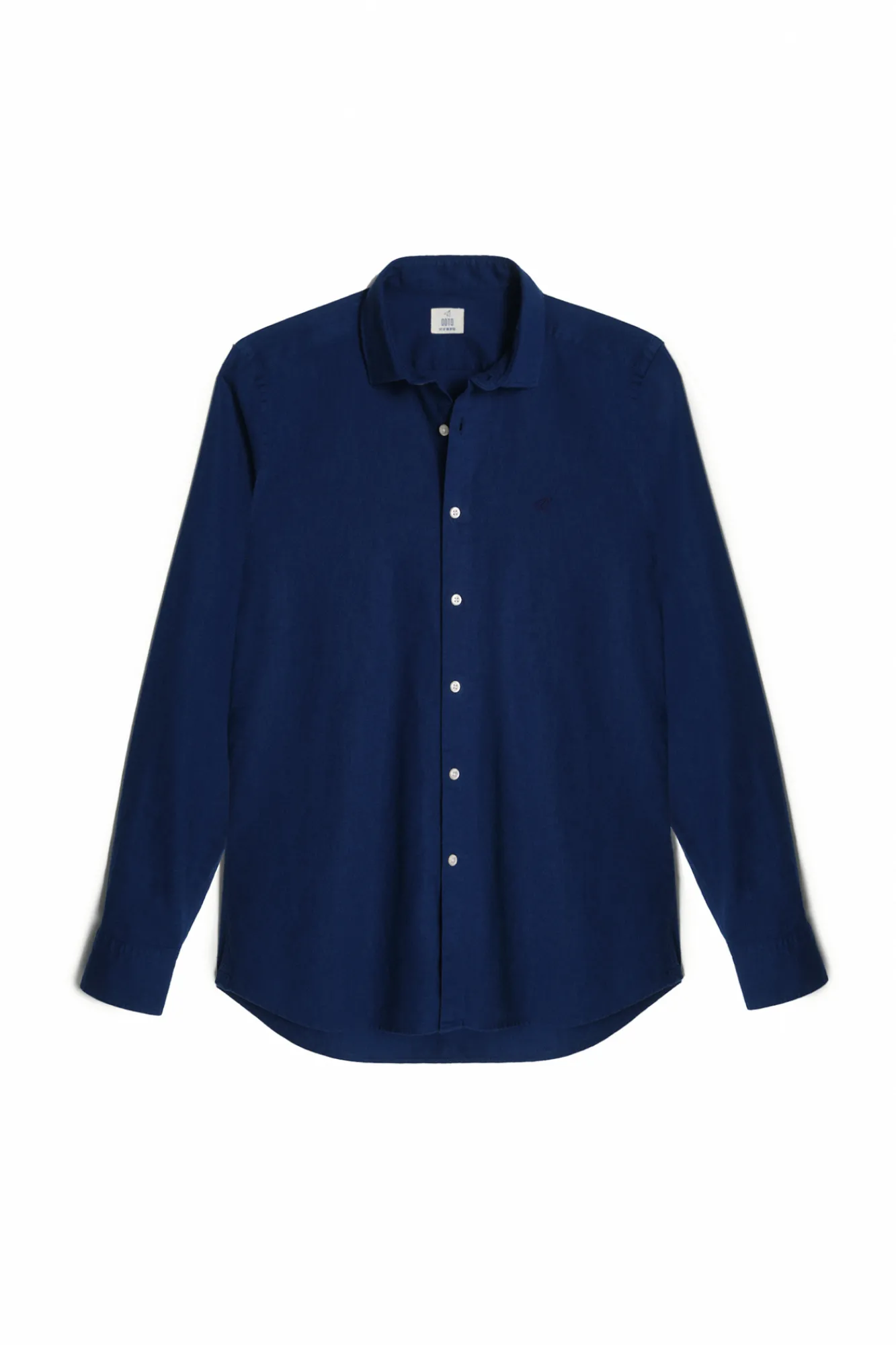 Ooto Camisa Slim Lino Manga Larga Azul Oscuro Sale