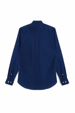 Ooto Camisa Slim Lino Manga Larga Azul Oscuro Sale
