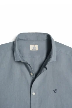 Ooto Camisa Slim Lino Manga Larga  Gris Best