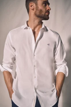 Ooto Camisa Slim Lisa Manga Larga  Blanco New