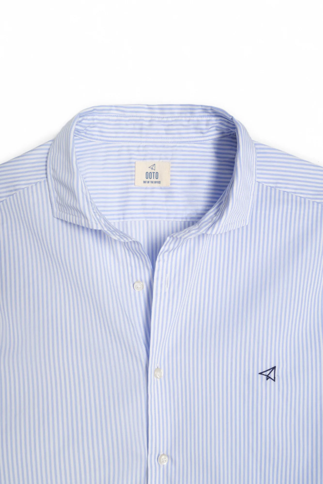 Ooto Camisa Slim Mil Rayas Manga Larga Azul Discount