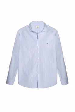 Ooto Camisa Slim Mil Rayas Manga Larga Azul Discount
