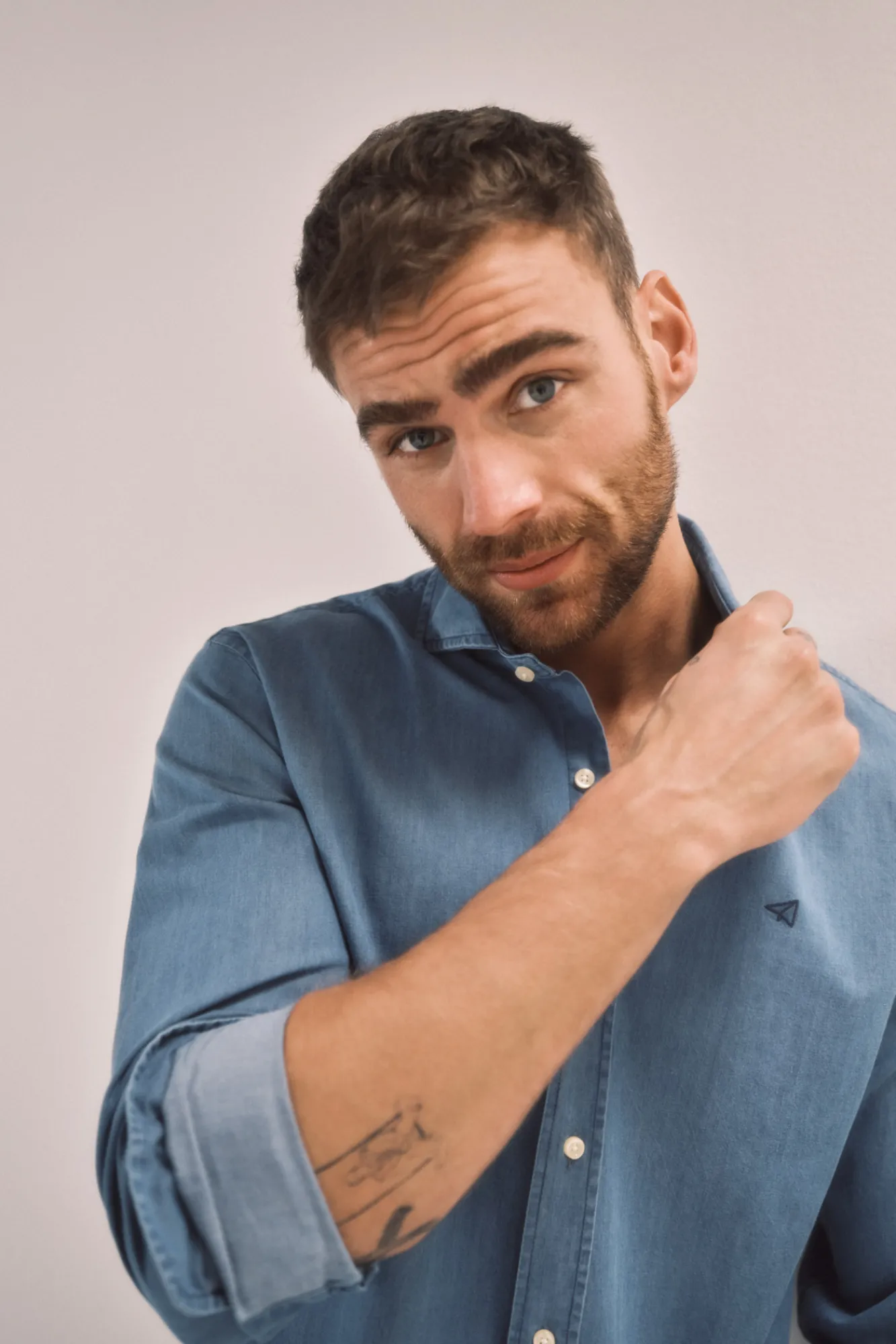 Ooto Camisa Slim Vaquera Manga Larga Azul Best