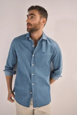 Ooto Camisa Slim Vaquera Manga Larga  Azul Best