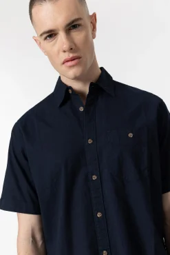 Tiffosi Camisa Slub Regular Fit Navy