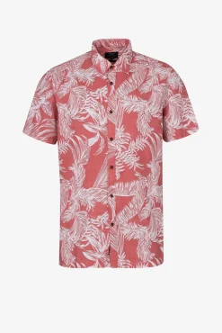 Tiffosi Camisa Slub Regular Fit Estampado Hojas Rojo Outlet