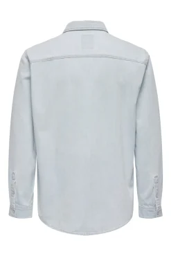 Only & Sons Camisa Tejido Denim Azul Claro Outlet
