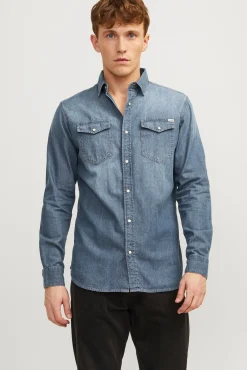 Jack & Jones Camisa Vaquera Azul Medio Clearance