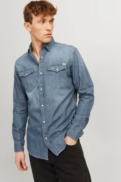 Jack & Jones Camisa Vaquera Azul Medio Clearance