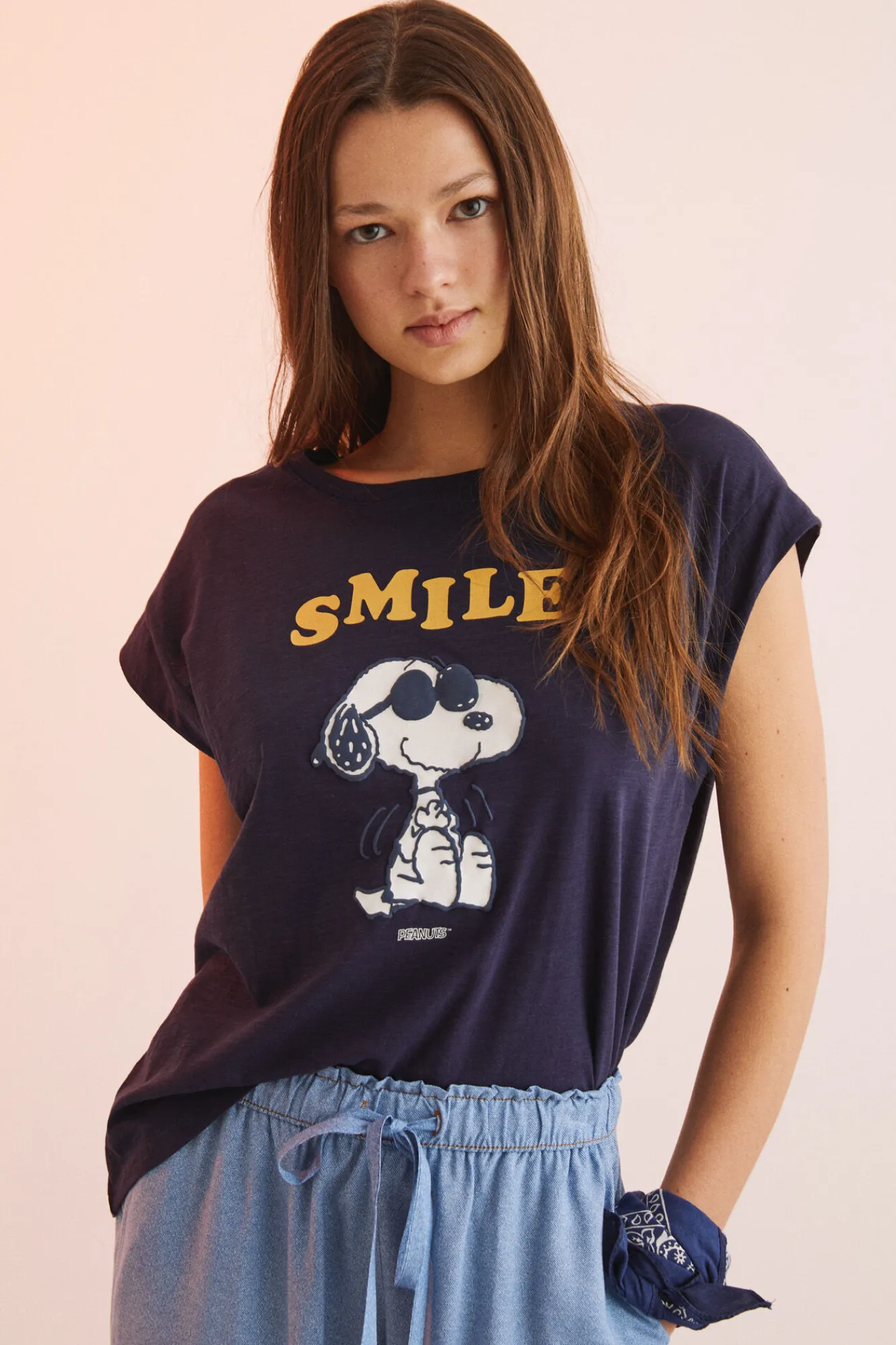 Women'secret Camiseta Algodon Manga Corta Snoopy Navy Azul Discount