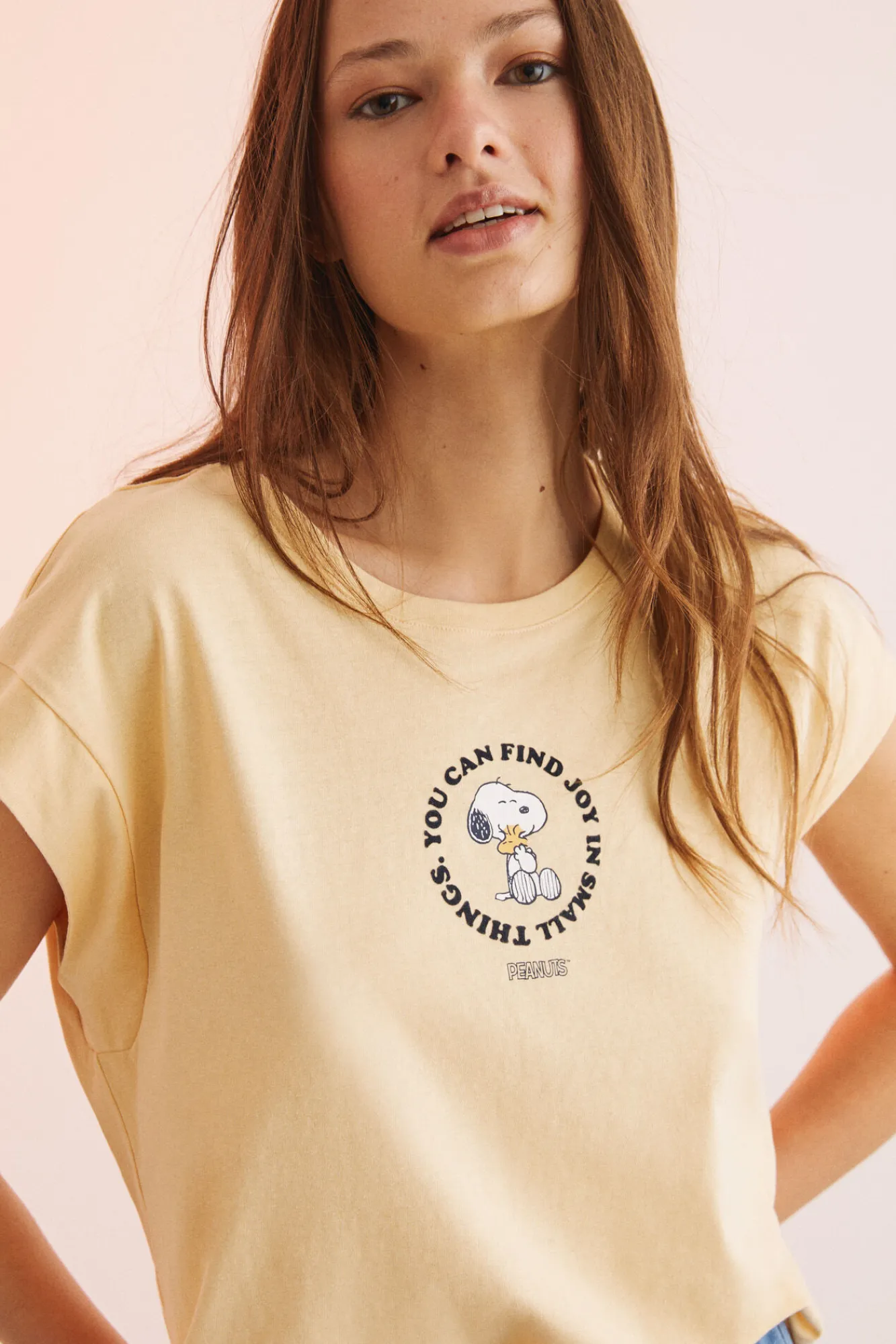 Women'secret Camiseta Algodon Manga Corta Snoopy Amarillo Discount