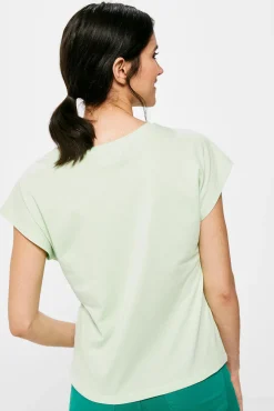 * Camiseta Bolsillo Bordado Suizo Estampado Verde