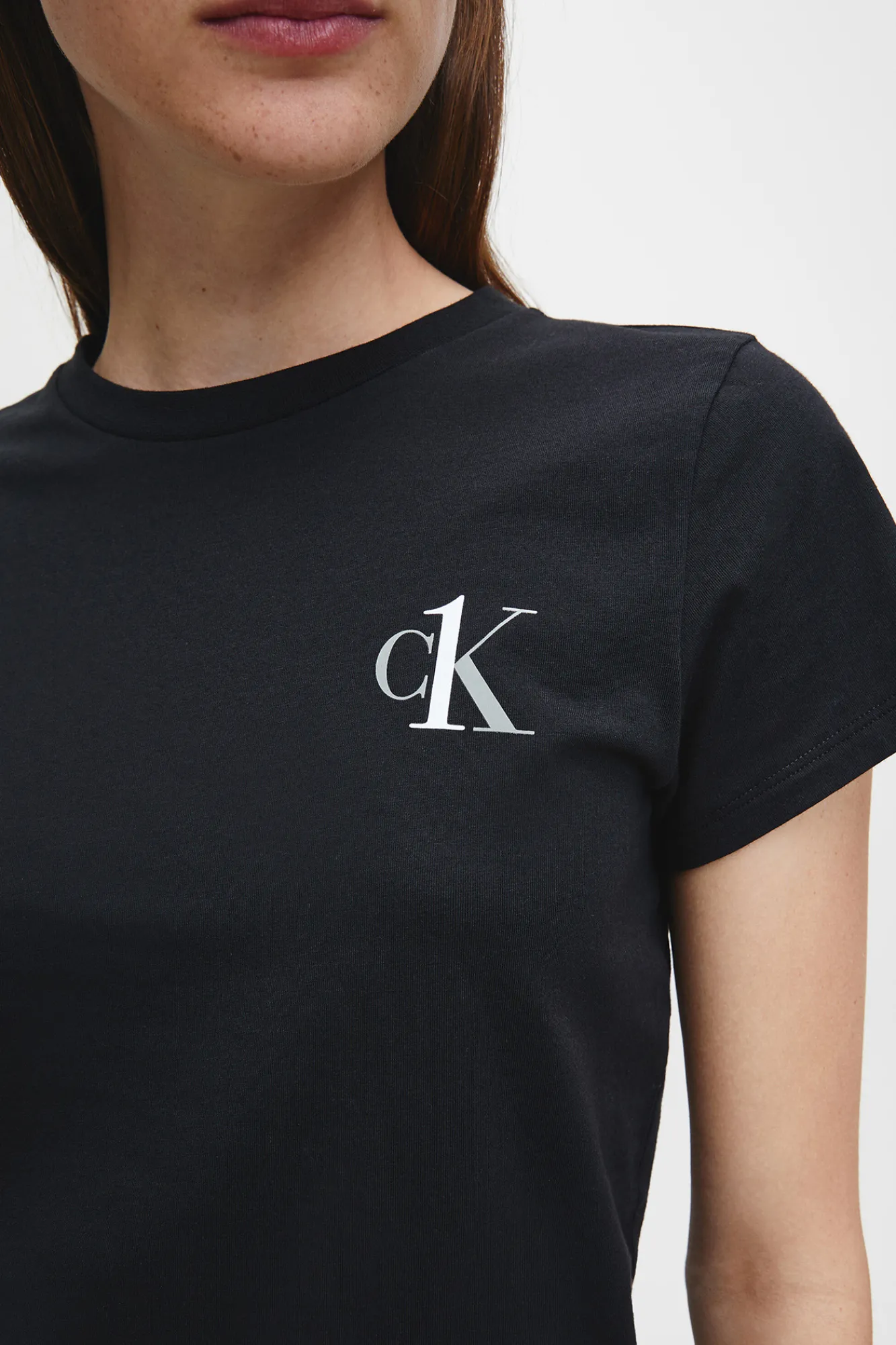 Calvin Klein Camiseta De Manga Corta De Algodon Con Logotipo De Negro Outlet