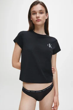 Calvin Klein Camiseta De Manga Corta De Algodon Con Logotipo De Negro Outlet