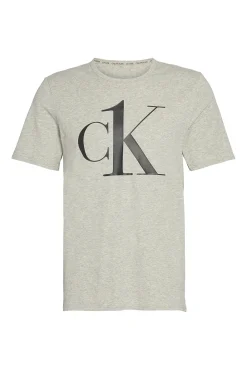 Calvin Klein Camiseta De Manga Corta De Algodon Con Logotipo De En El Pecho Gris New