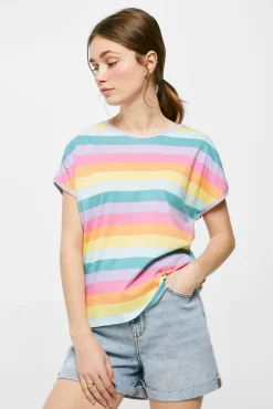 * Camiseta Frunces Rayas Amarillo Clearance