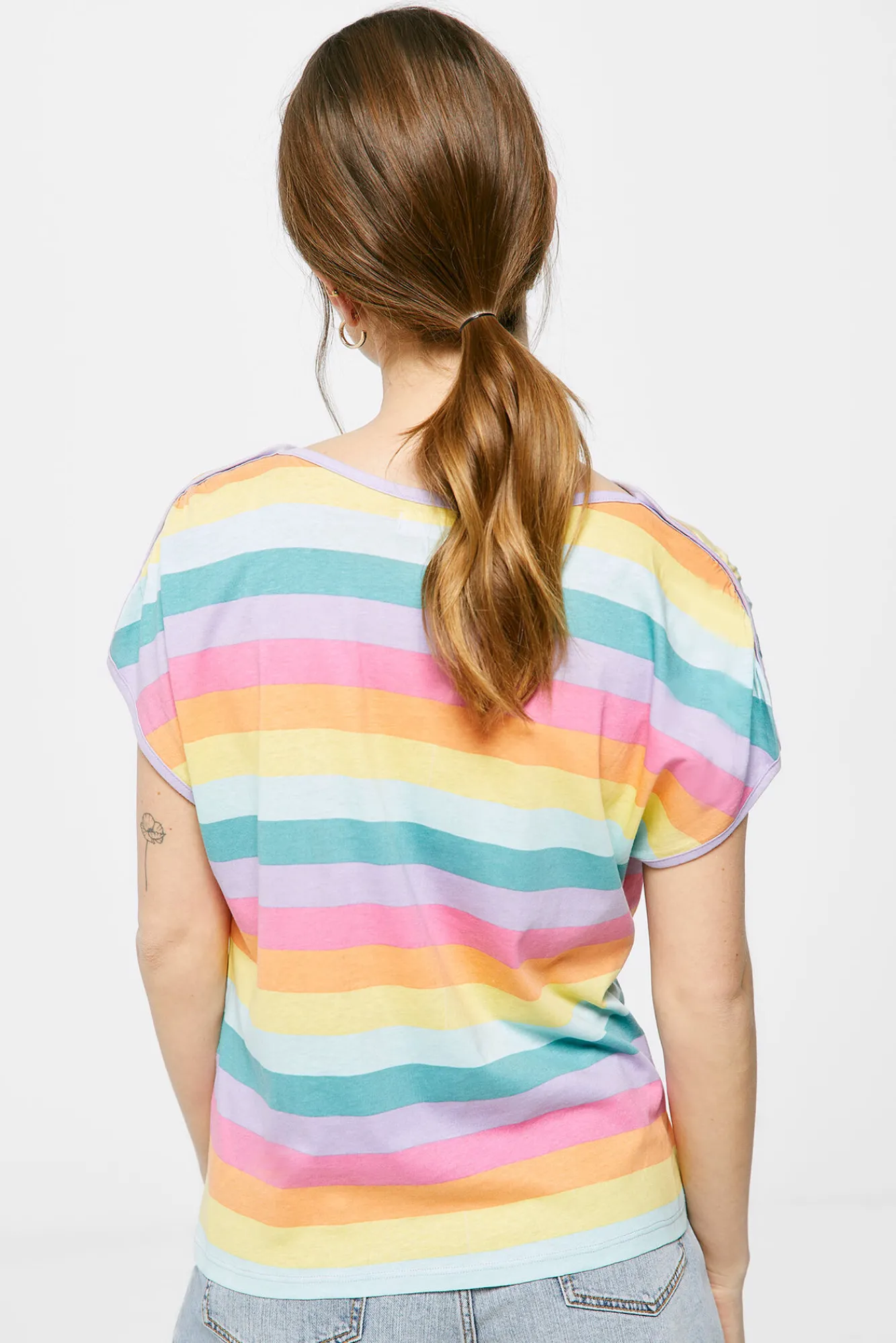 * Camiseta Frunces Rayas Amarillo Clearance