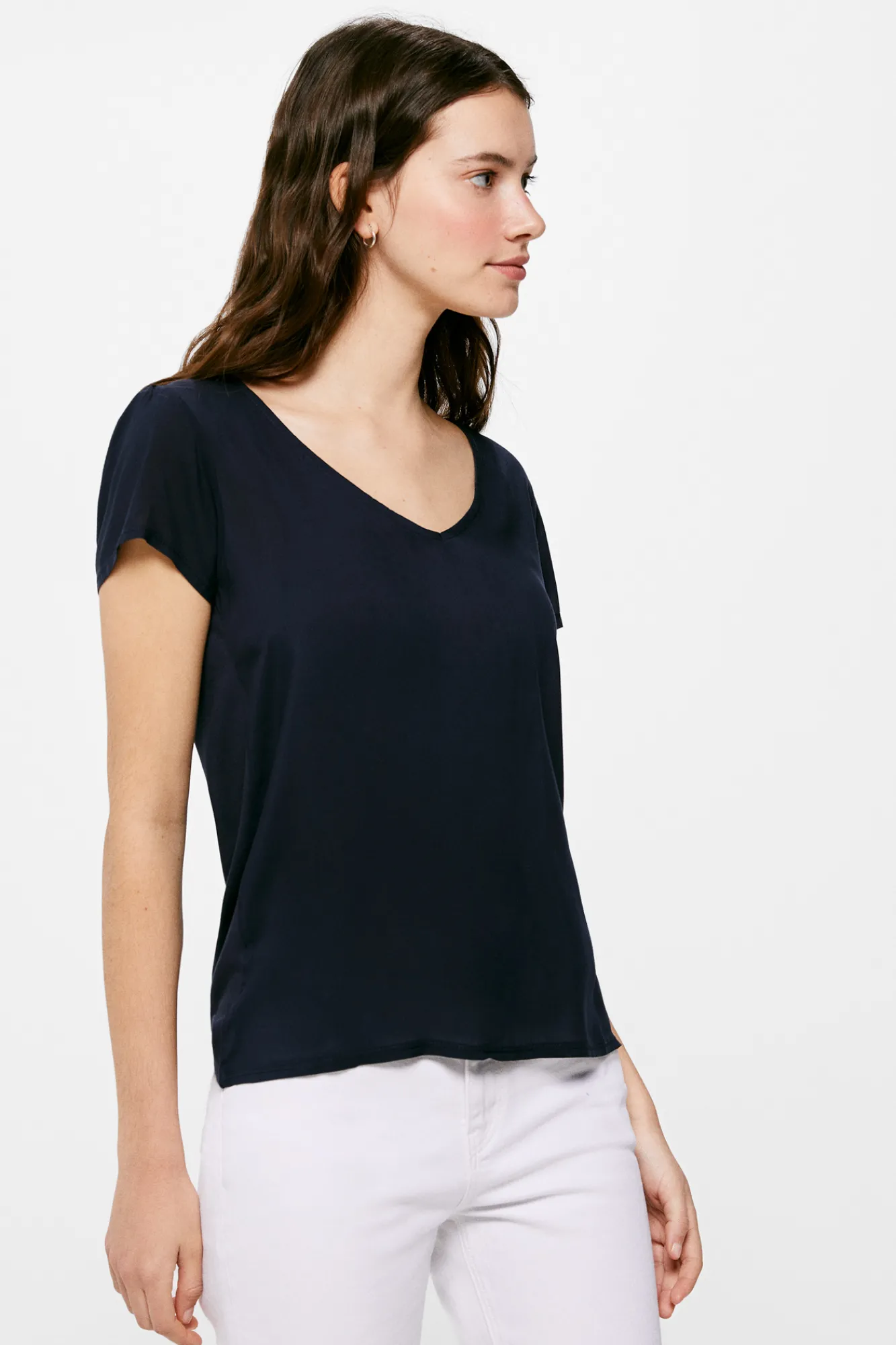 * Camiseta Lisa Manga Tulipa Navy Outlet