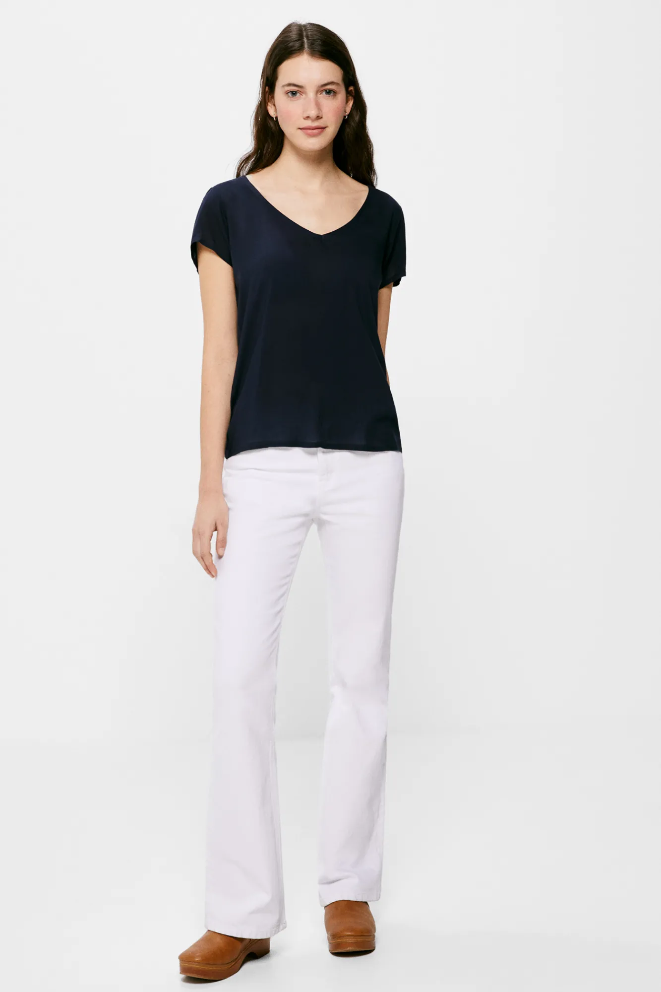 * Camiseta Lisa Manga Tulipa Navy Outlet