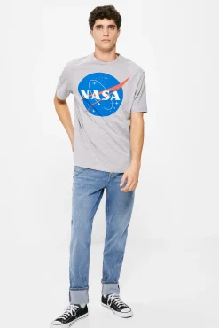 * Camiseta Logo Nasa Gris Medio Outlet